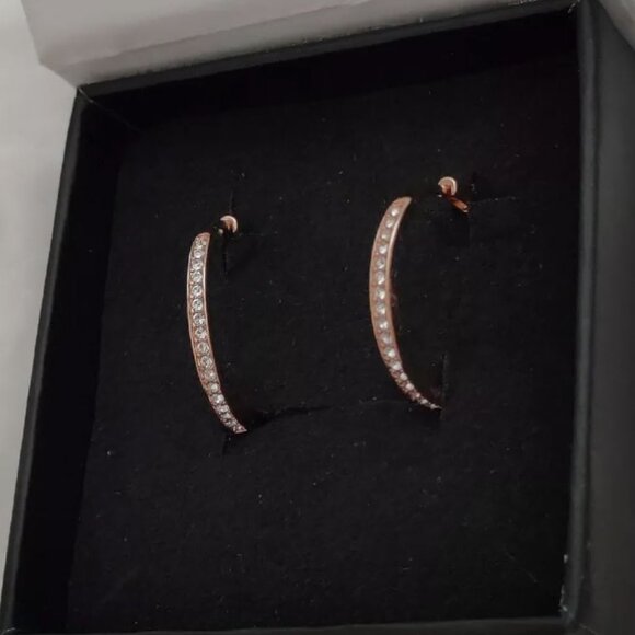 Cate and Chloe Bianca 18k Rose Gold Hoop Earrings with Swarovski Crystals 25mm - Picture 1 of 5